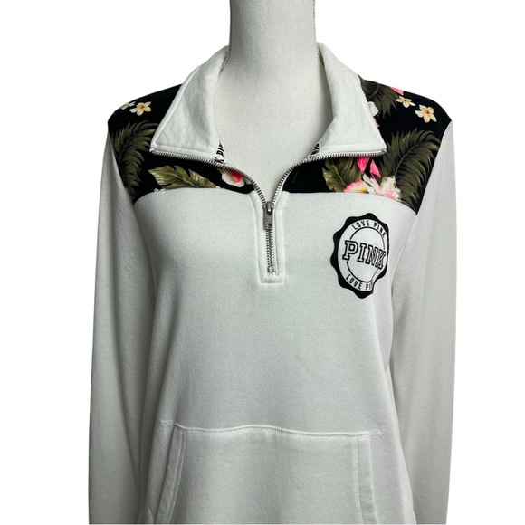 PINK Victoria’s Secret Women’s 1/4 Zip Lightweight Sweatshirt Sz Medium LS - Picture 2 of 9